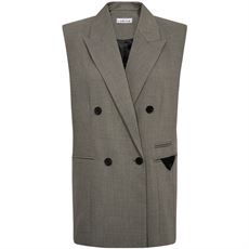 HAUTE L`AMITIÉ MESH VEST, NICOLE TRIANGLE TAILOR VEST, BEIGE MELANGÉ